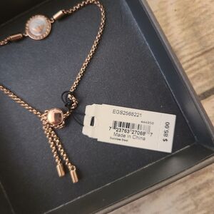 Emporio Armani Rose Gold Logo Charm Sliding Knot Bracelet